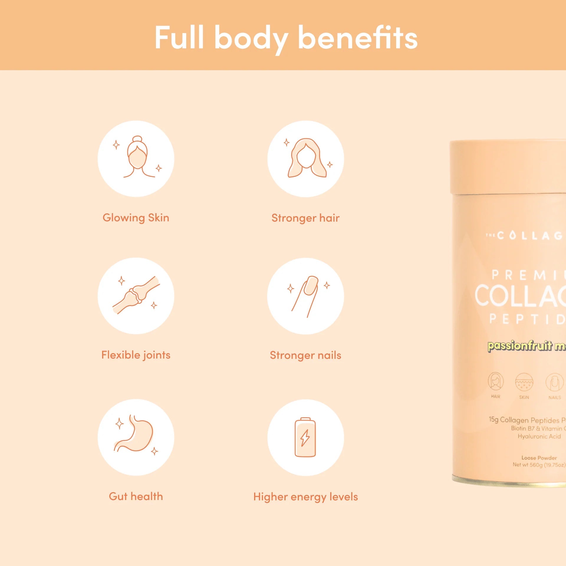 Passionfruit Mango Premium Collagen Peptides - 560g - Yo Keto