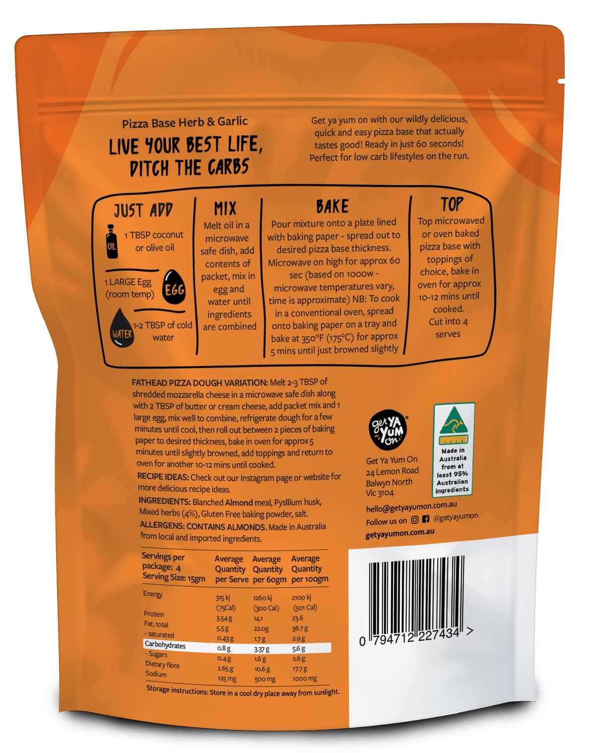 Pizza Base - Herb & Garlic - Yo Keto