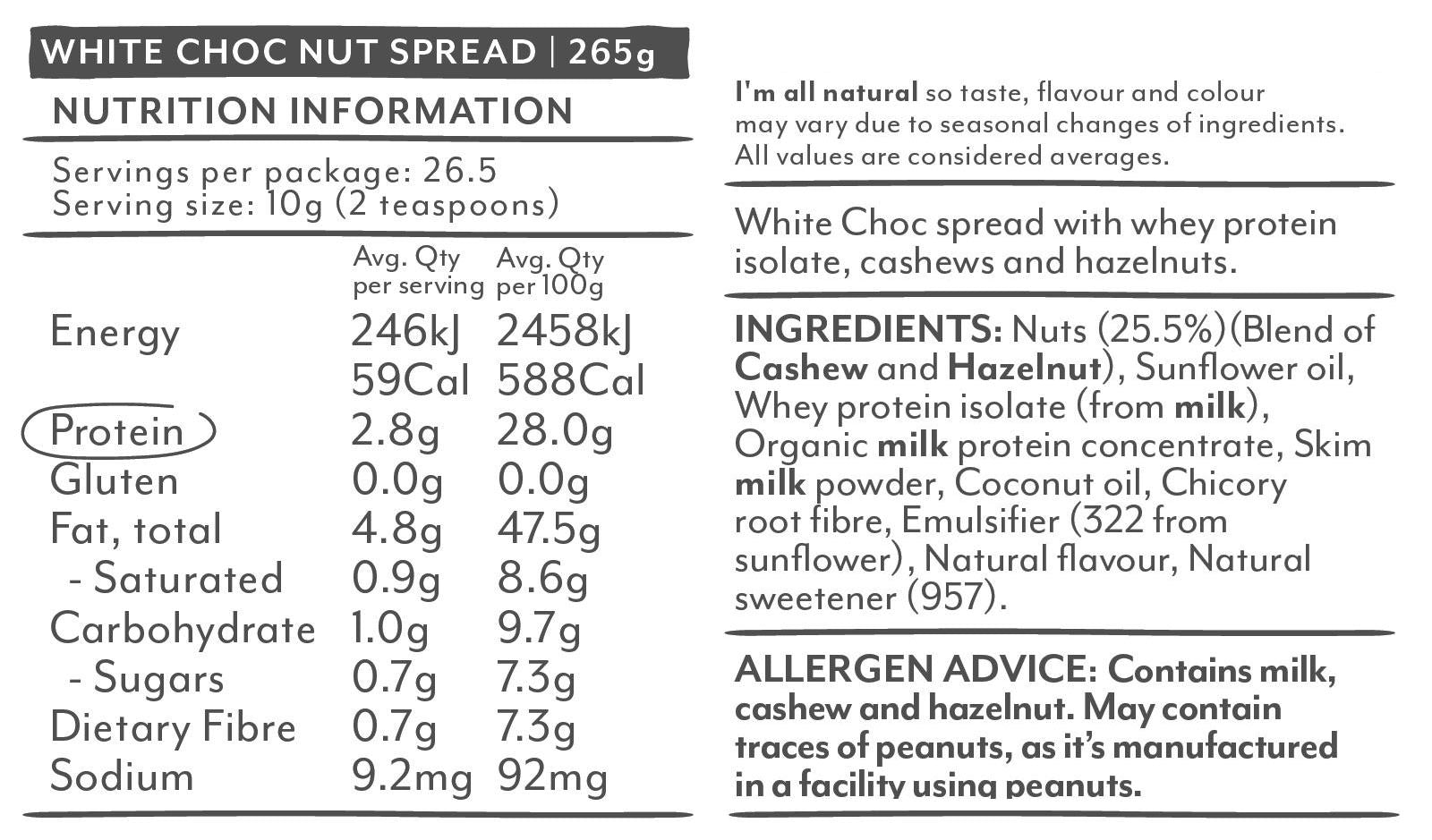 White Chocolate Protein Nut Spread - Yo Keto