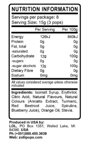 Zollipops Original Assorted - 13-15 Lollies - Yo Keto