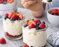 Easy Keto Vanilla Berry Cheesecake Cups (Sweetened with Erythritol)
