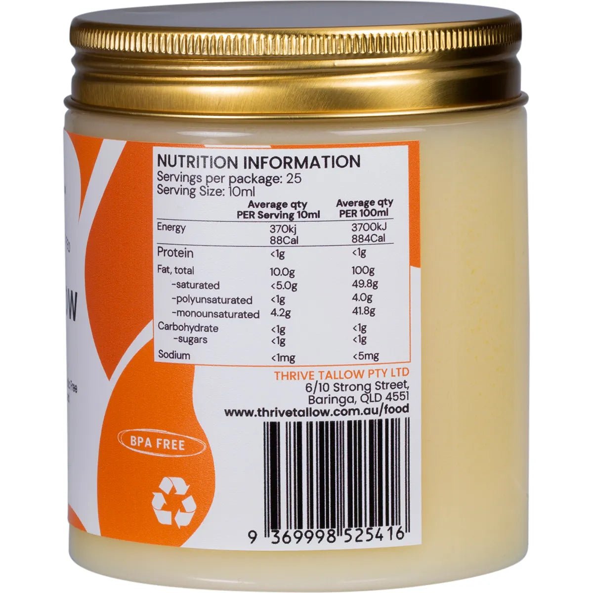 100% Grass Fed Tallow - 250ml - Yo Keto