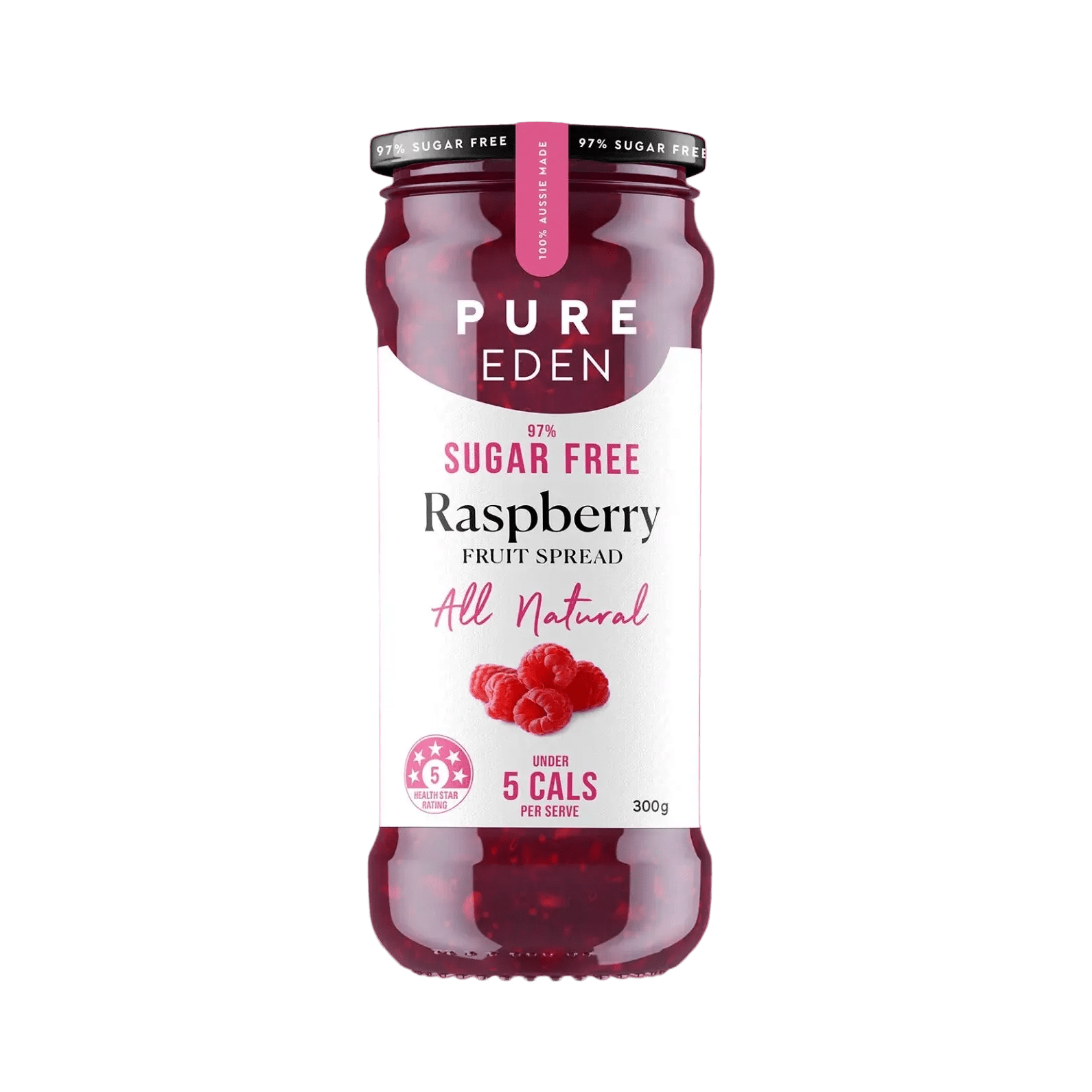 Pure Eden 97% Sugar Free Raspberry Fruit Spread - 300g jar from Keto Jam and Low Carb collections.