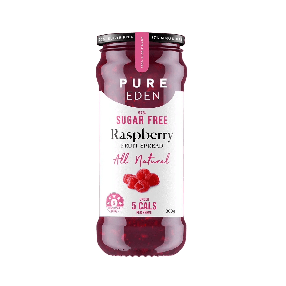 Pure Eden 97% Sugar Free Raspberry Fruit Spread - 300g jar from Keto Jam and Low Carb collections.