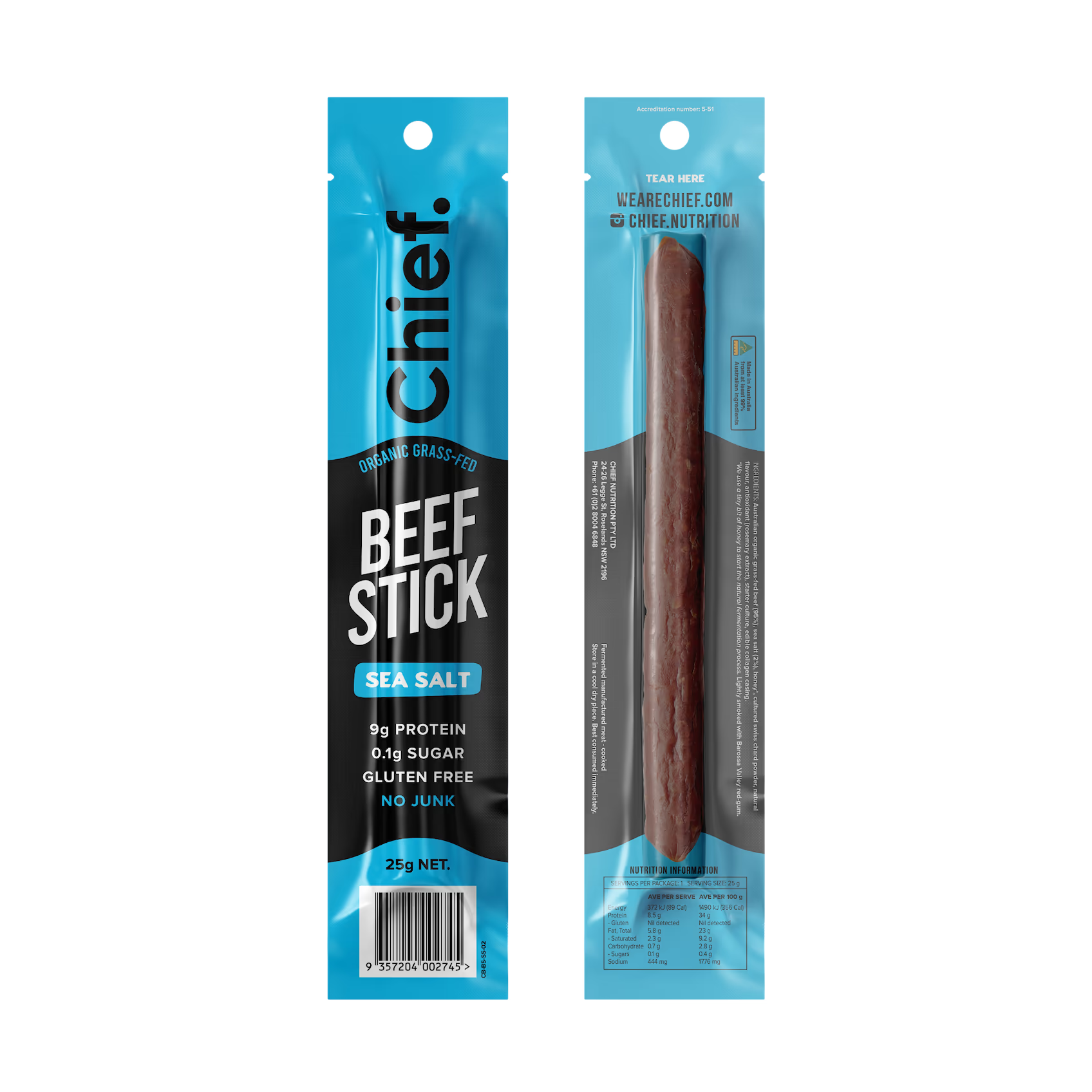 Organic Beef Stick - Sea Salt - Box of 12