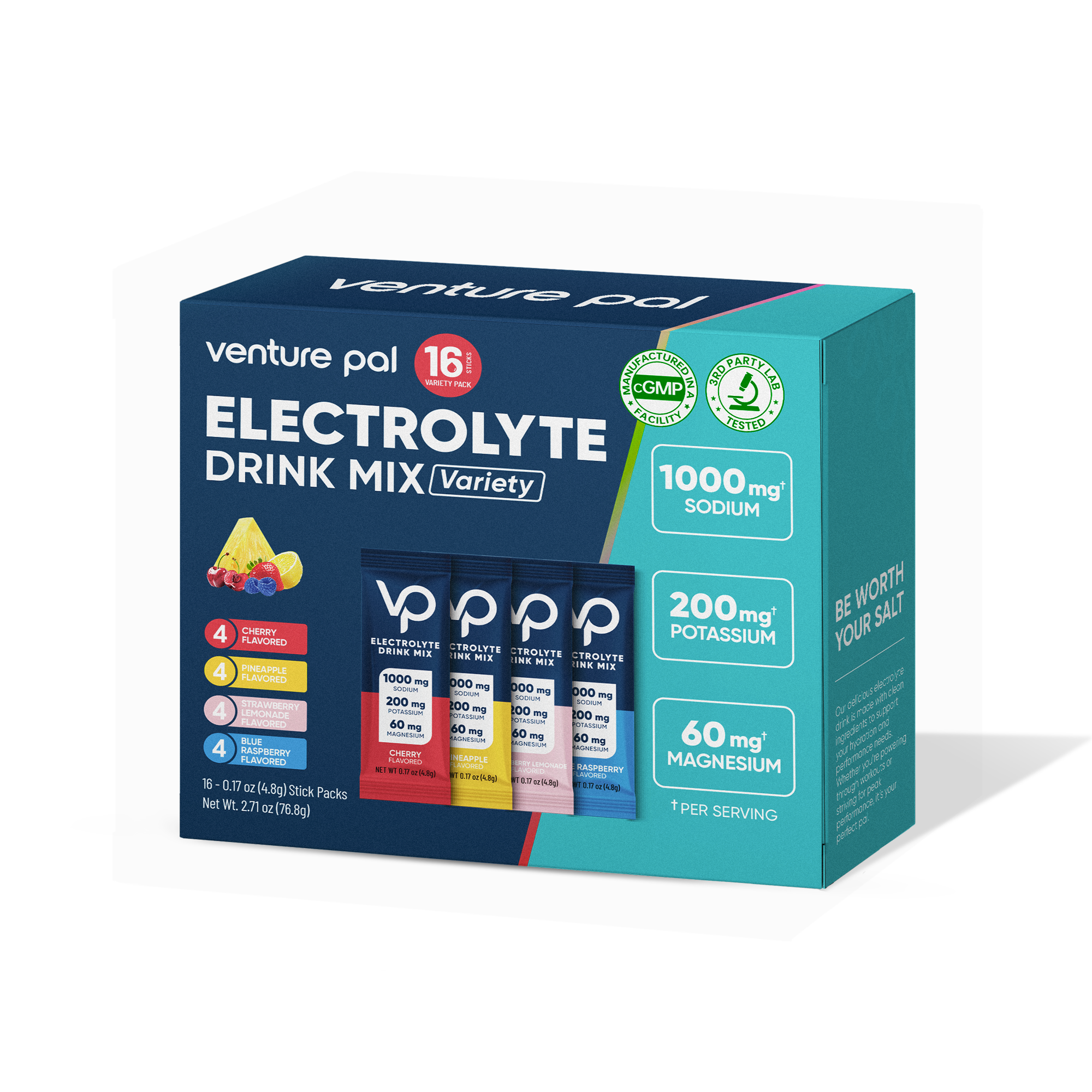 Venture Pal Tropical Twist Variety Pack - 16 Sticks electrolyte drink mix with sodium, potassium, magnesium, vitamin C