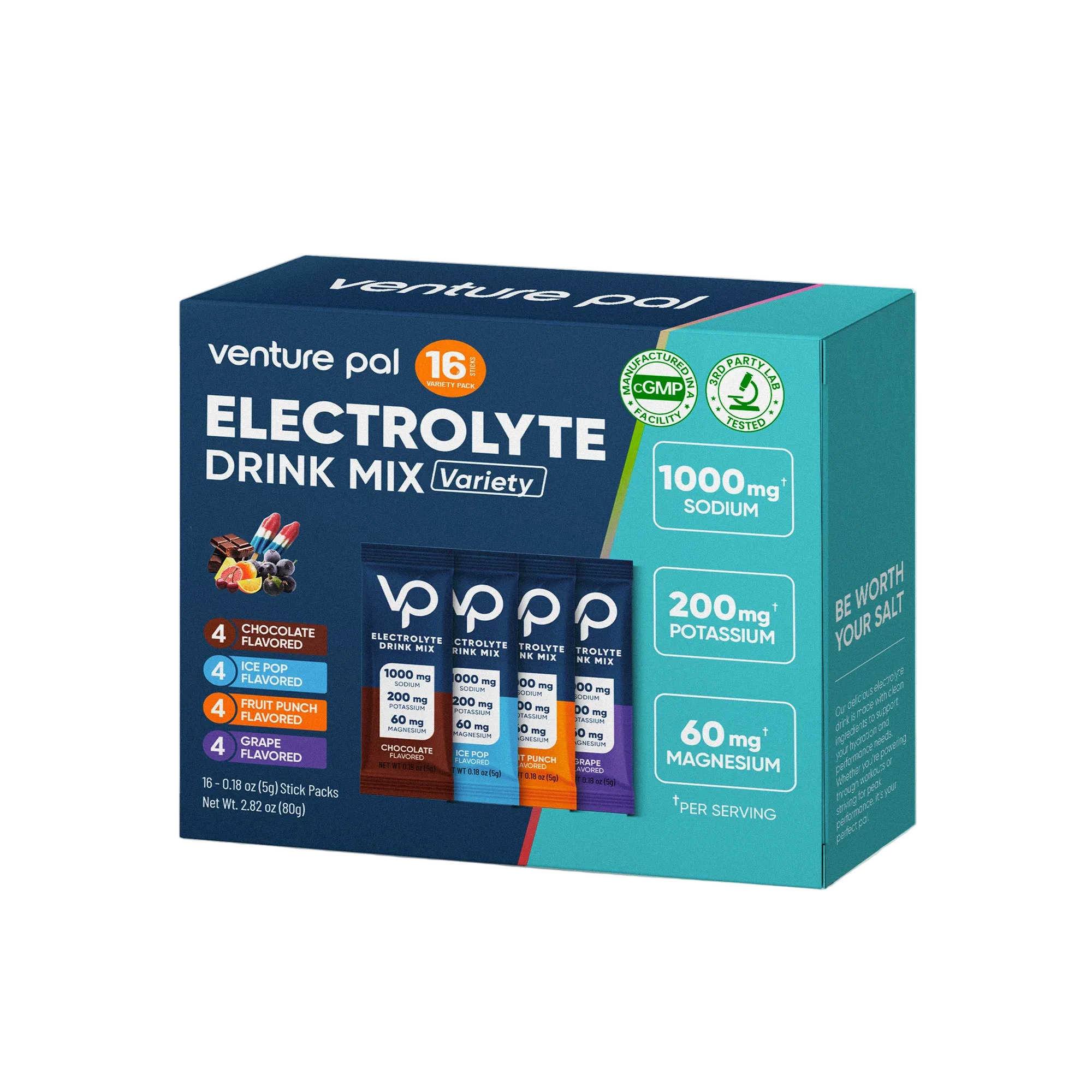 Classic Favourites Variety Pack - 16 Sticks Venture Pal electrolyte drink mix with sodium, potassium, magnesium in Australian stock.