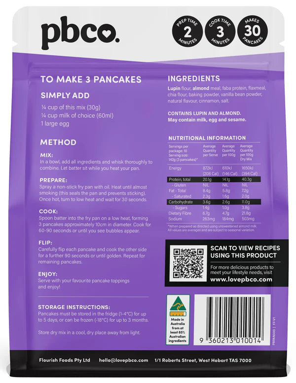 Protein + Ultra Low Carb Starter Bundle by PBCo. with keto-friendly low carb pancake mix ingredients and nutrition info on packaging.