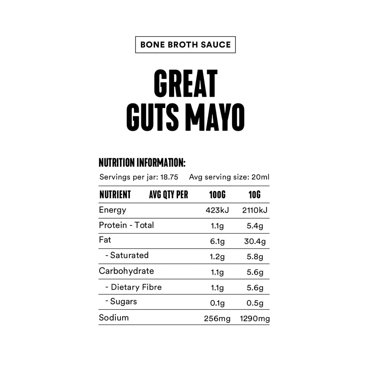 Great Guts Mayo - Bone Broth Sauce - 375ml Pouch