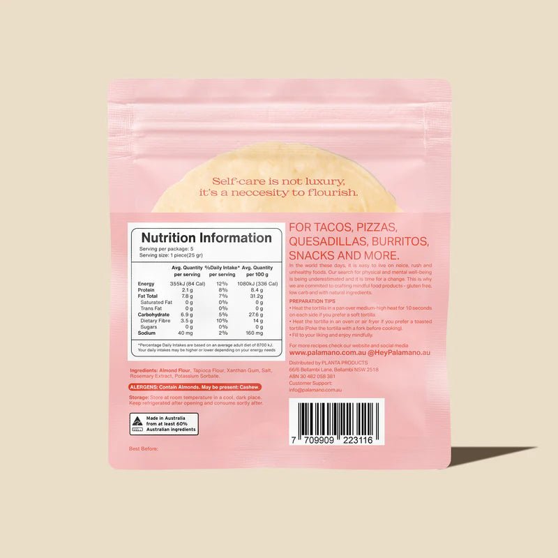 Almond Tortillas - 5 pack - 125g - Yo Keto