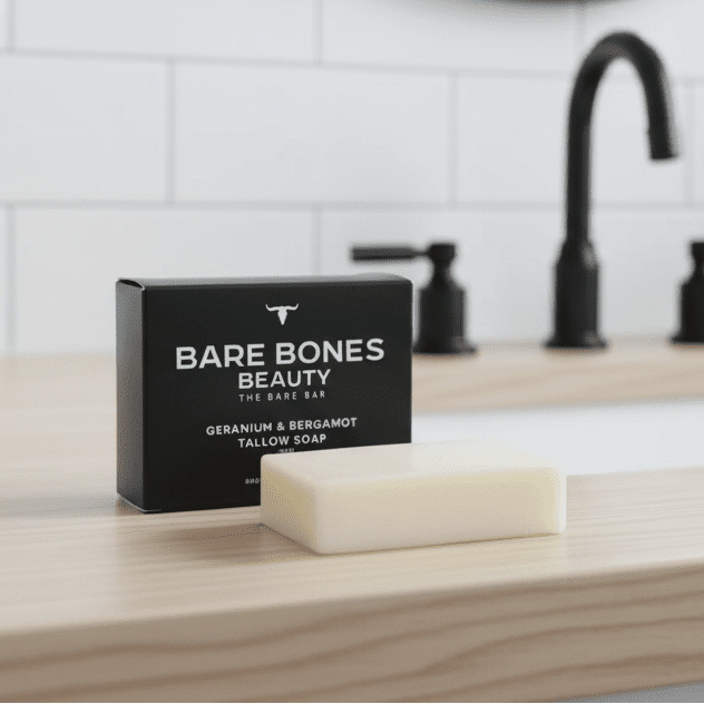 Bare Bar Tallow Soap in Swedish-inspired bathroom