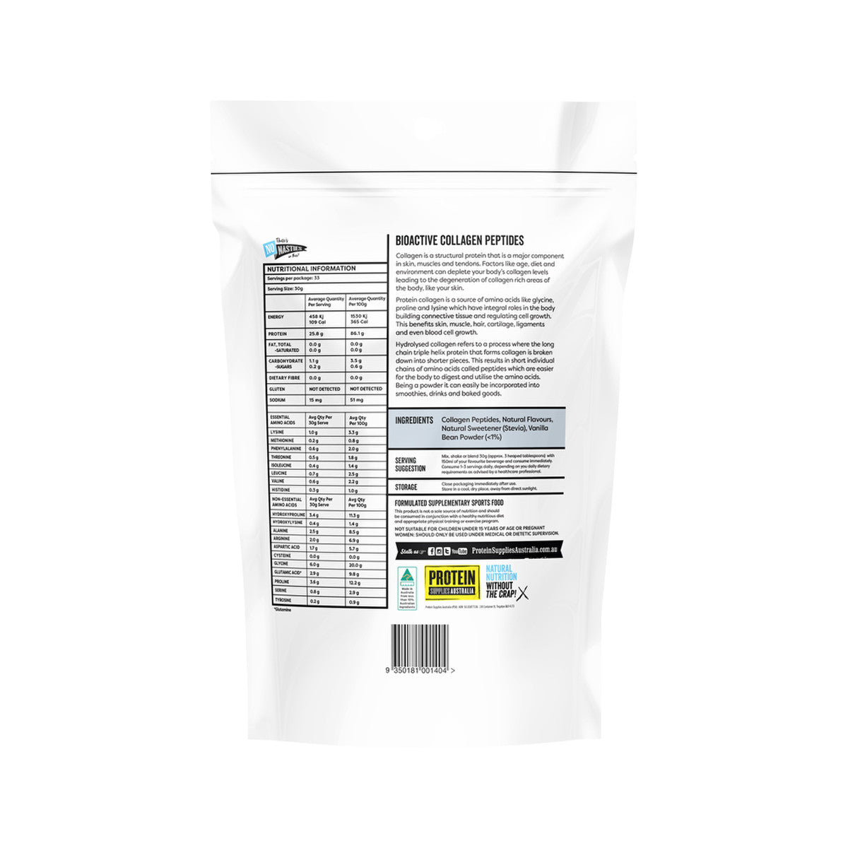 Bioactive Collagen Peptides - Vanilla - 1kg - Yo Keto