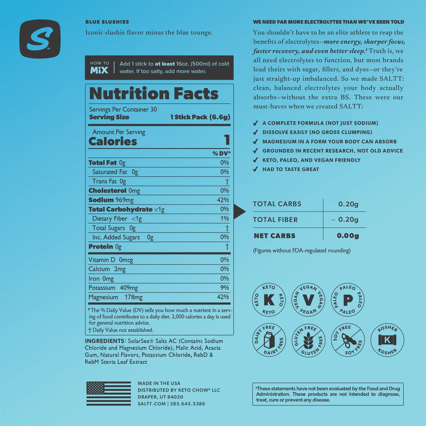 Blue Slushies - 30 Sticks - Yo Keto