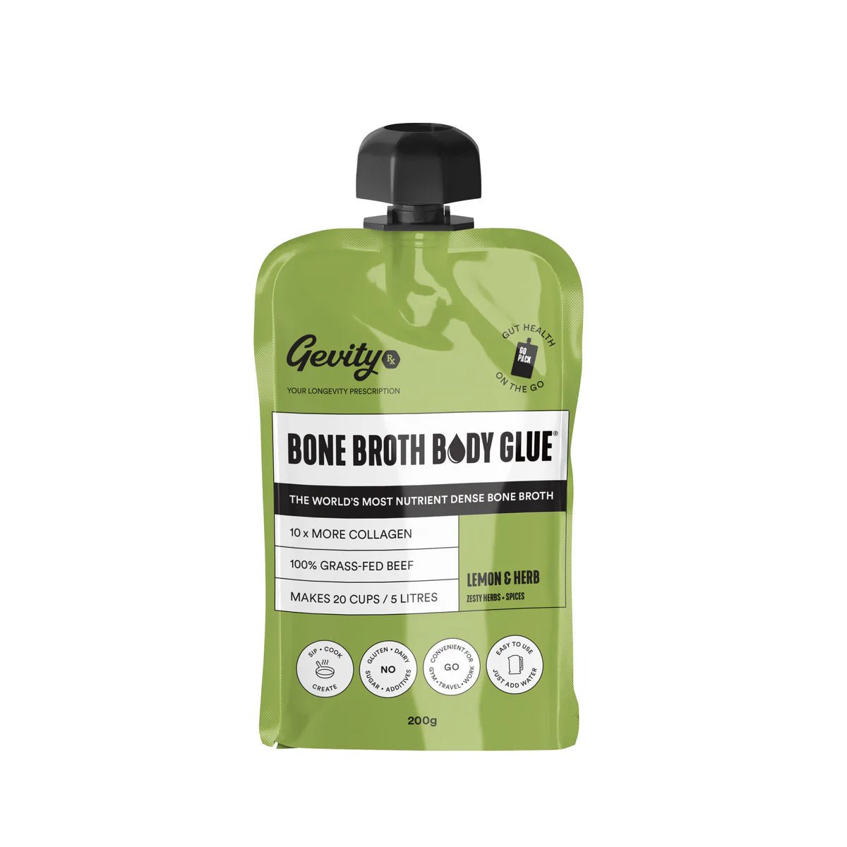 Bone Broth Body Glue - Lemon & Herb - 200g Pouch - Yo Keto