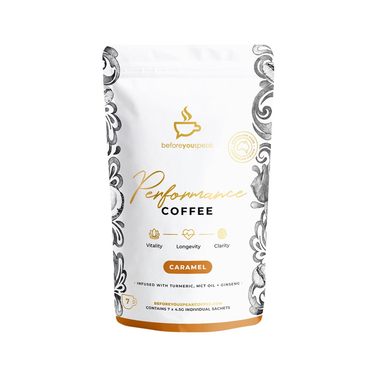 Caramel High Performance Coffee - 7 Serve Pouch - Yo Keto