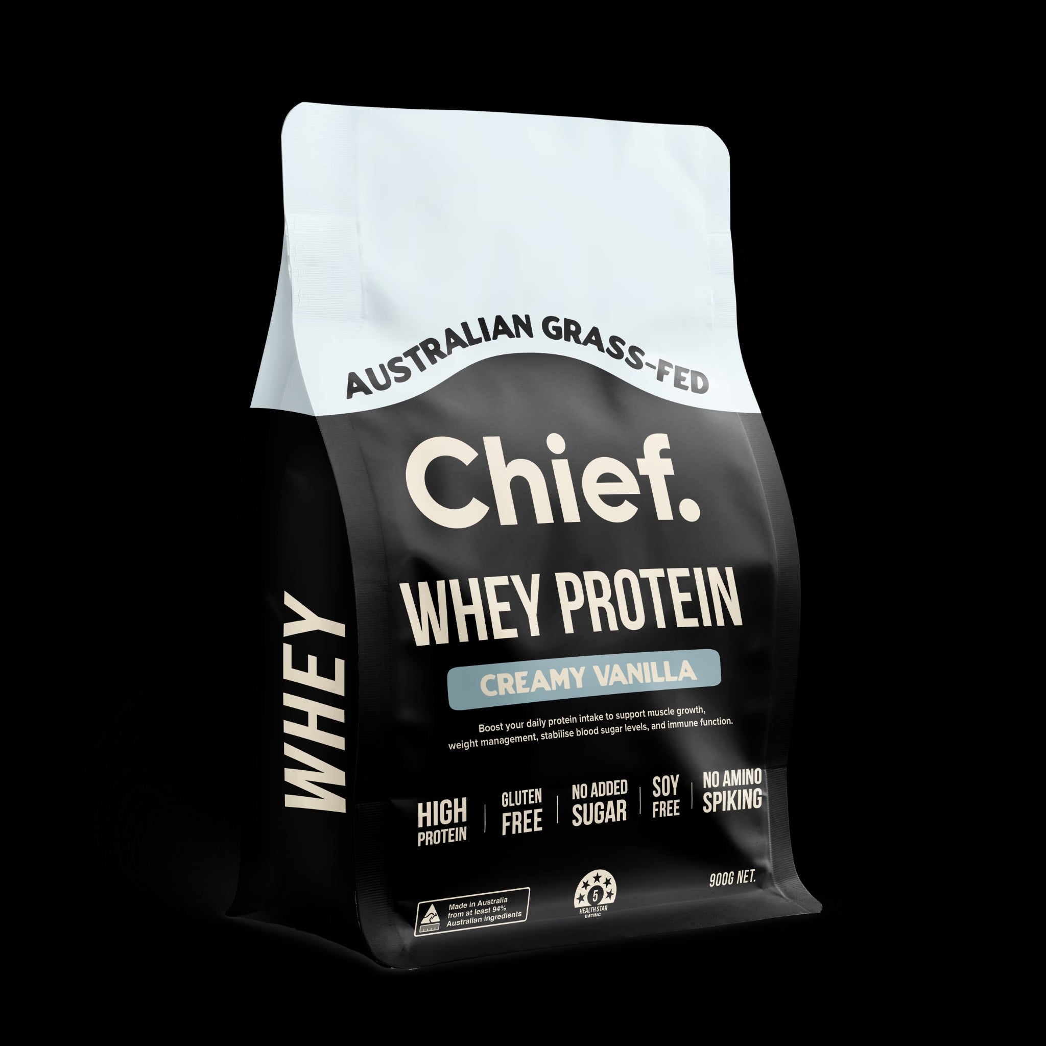 Grass-fed Whey Protein Powder - Creamy Vanilla - 900g