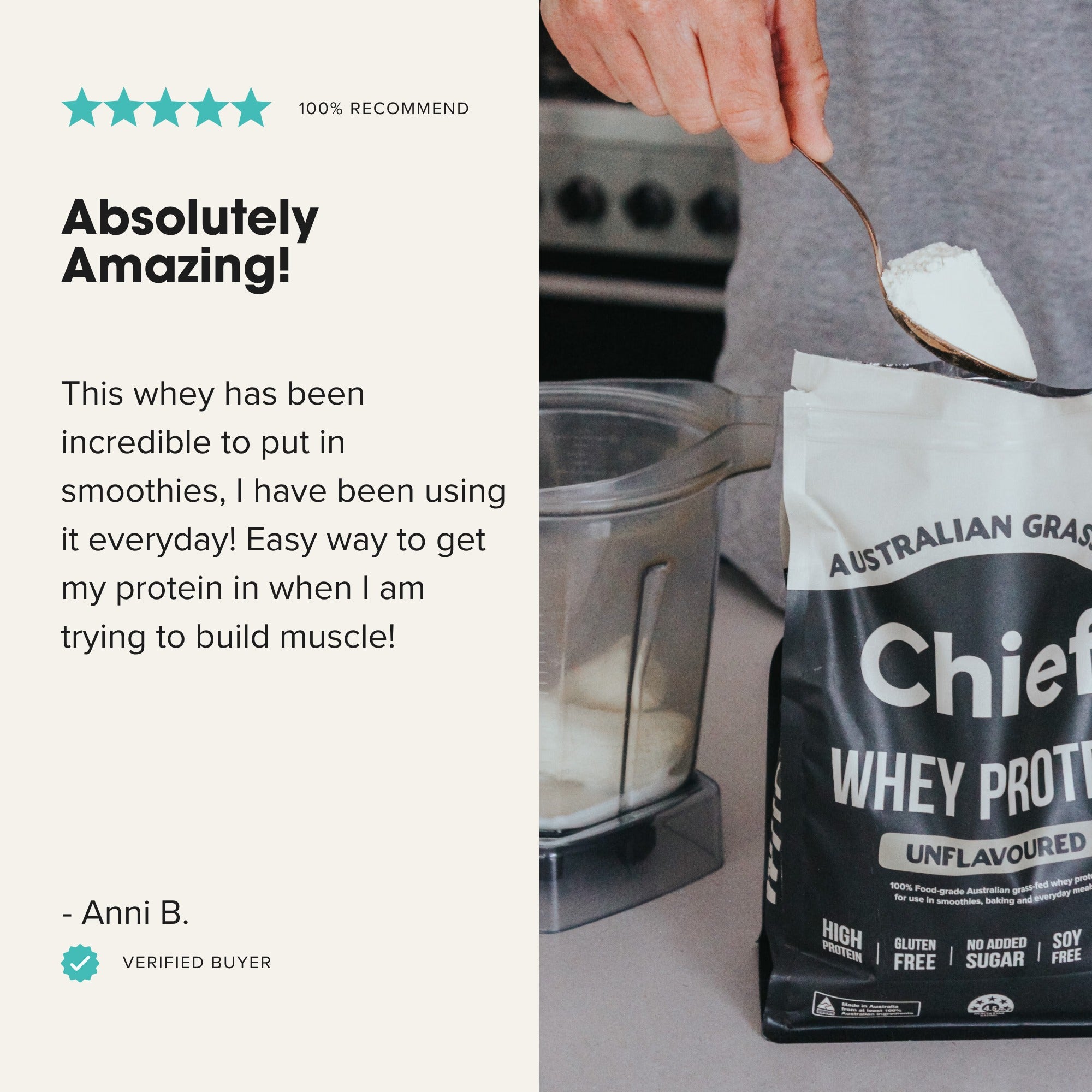 Grass-fed Whey Protein Powder - Unflavoured - 900g