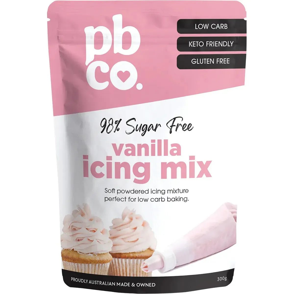 Essential Pantry Swaps Bundle showing a pink and white vanilla icing mix pouch by PBCo. in Baking and Bulk Buys collections