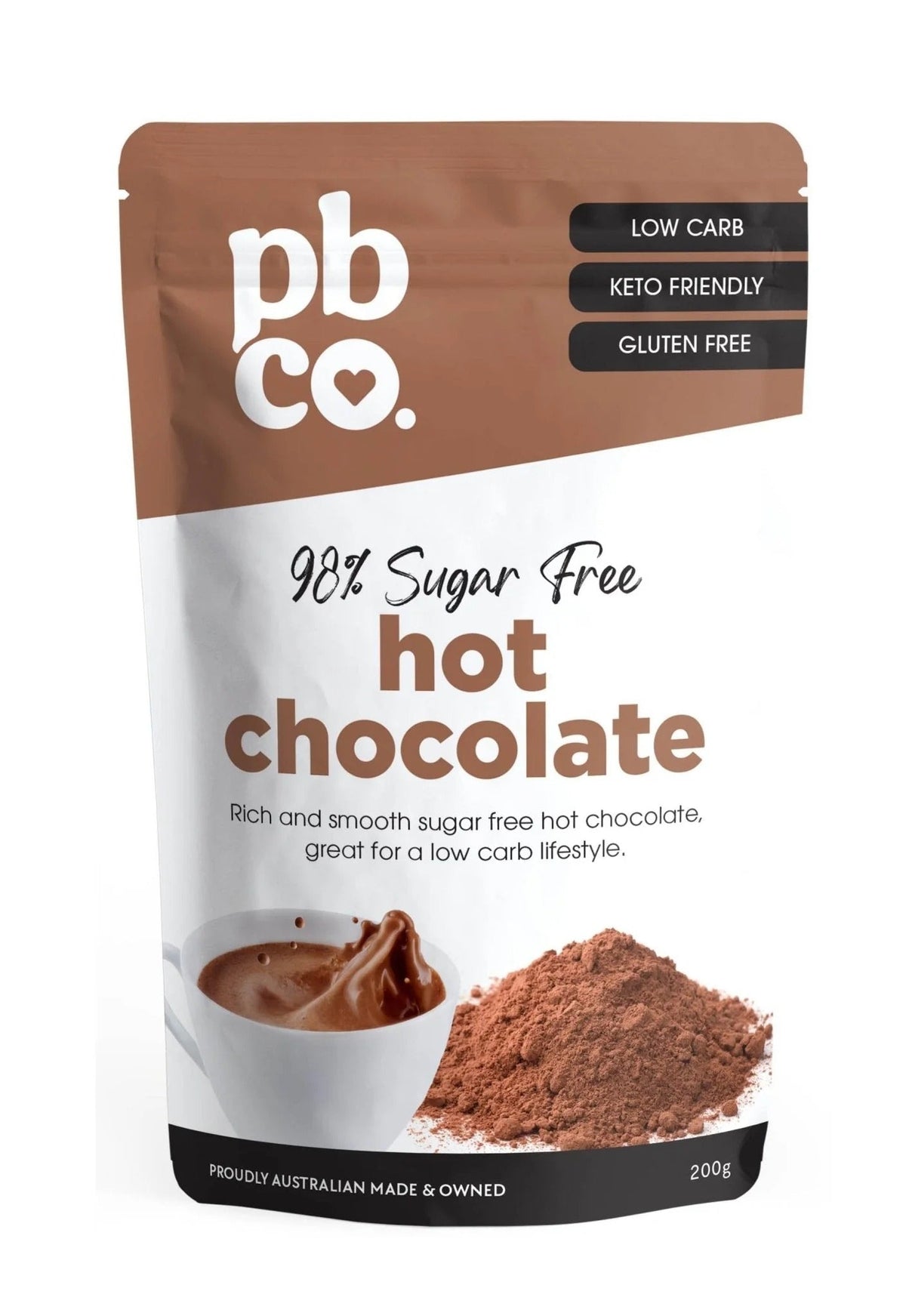 PBCo. Essential Pantry Swaps Bundle featuring 98% sugar free hot chocolate powder for low carb, keto, gluten-free diets