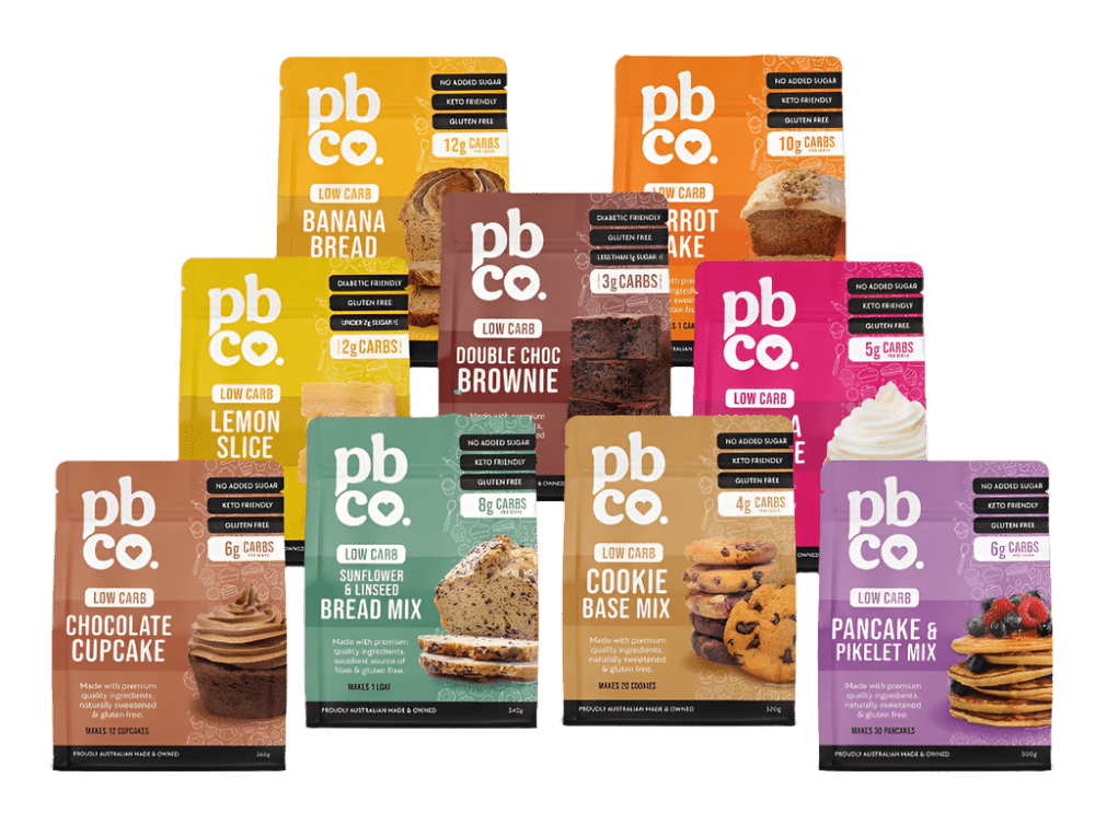 Every Day Low Carb Starter Bundle by PBCo. featuring low carb baking mixes including bread, brownies, and cakes.