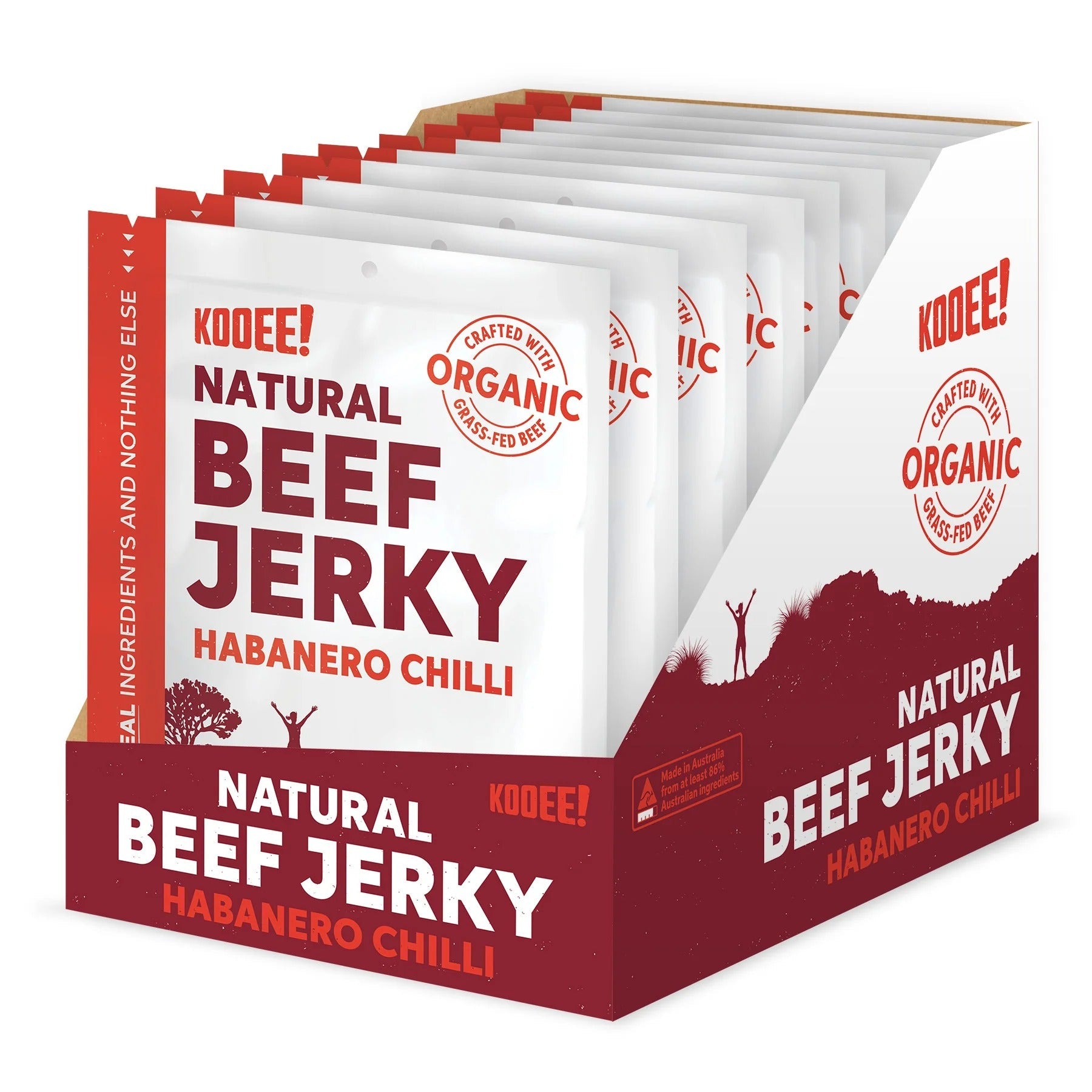 Grass Fed Beef Jerky - Habanero Chilli - 30g x 10 - Yo Keto