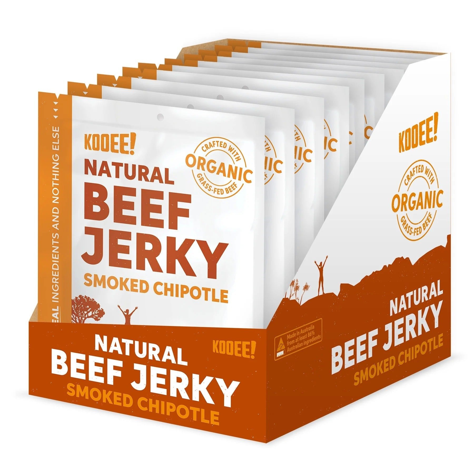 Grass Fed Beef Jerky - Smoked Chipotle - 30g x 10 - Yo Keto