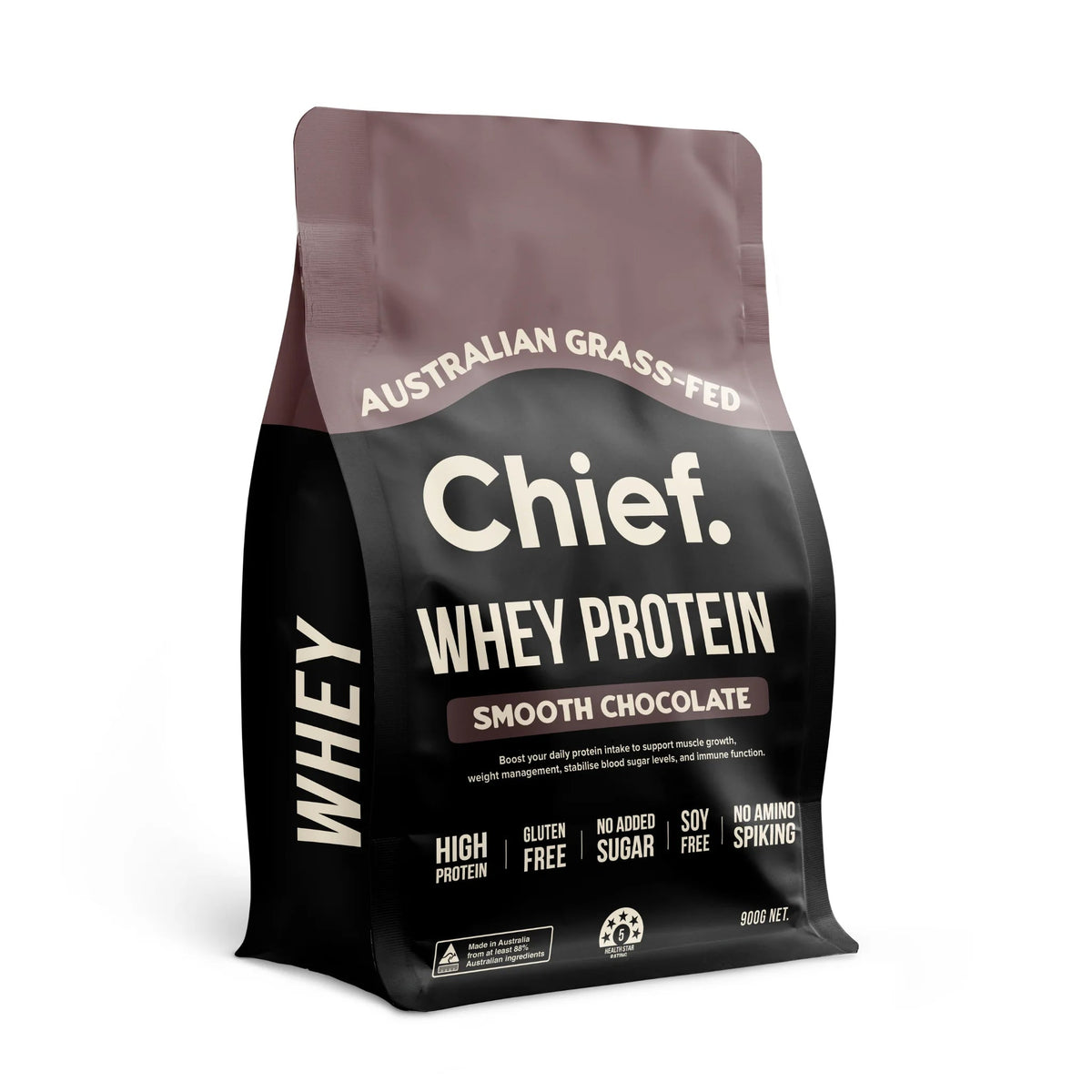 Grass-fed Whey Protein Powder - Smooth Chocolate - 900g by Chief in Protein & Collagen and Low Carb collections