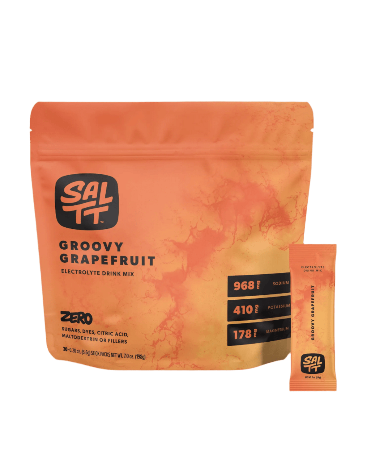 Groovy Grapefruit Electrolyte Drink Mix - 30 Sticks by SALTT with high sodium, potassium, and magnesium content