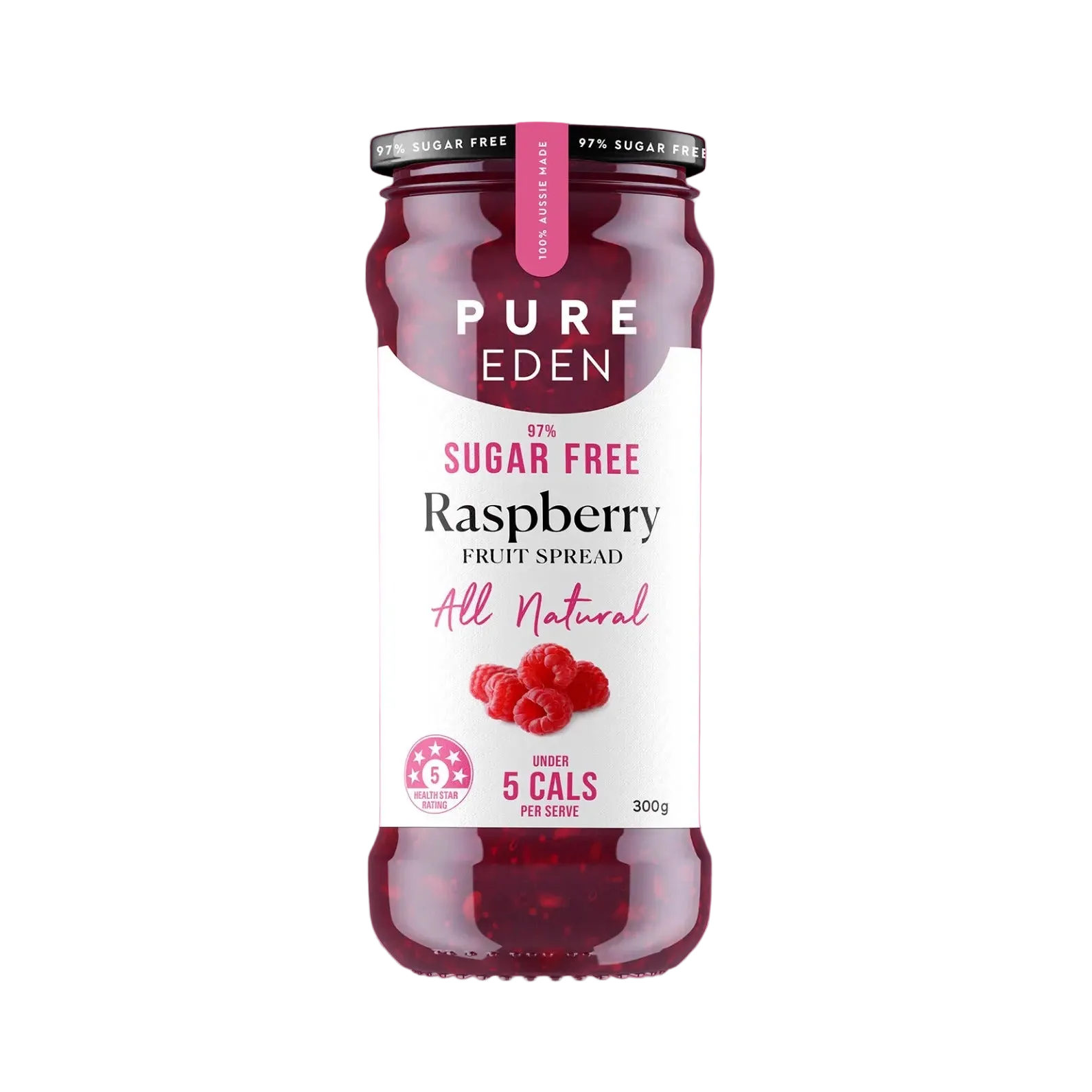 Pure Eden 97% Sugar Free Raspberry Fruit Spread - 300g jar from Keto Jam and Low Carb collections.