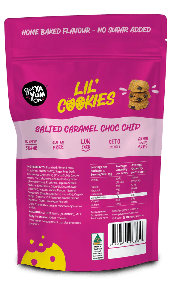 Lil' Cookies - Salted Caramel Choc Chip - 60g - Yo Keto