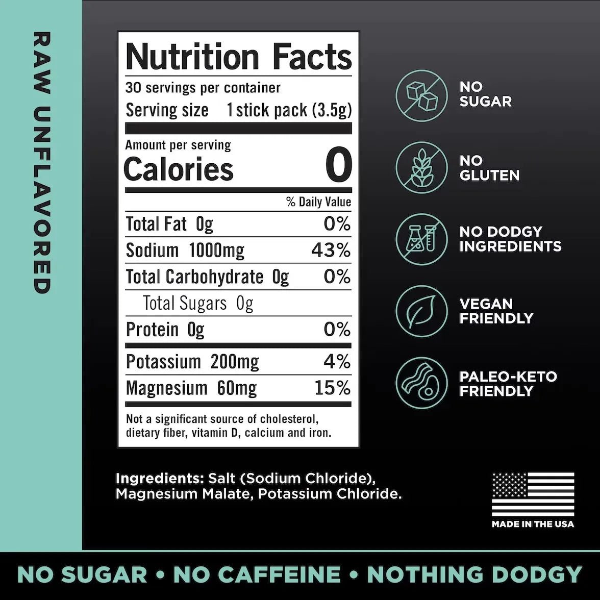 LMNT Raw Unflavoured Electrolyte Mix - 30 Ct