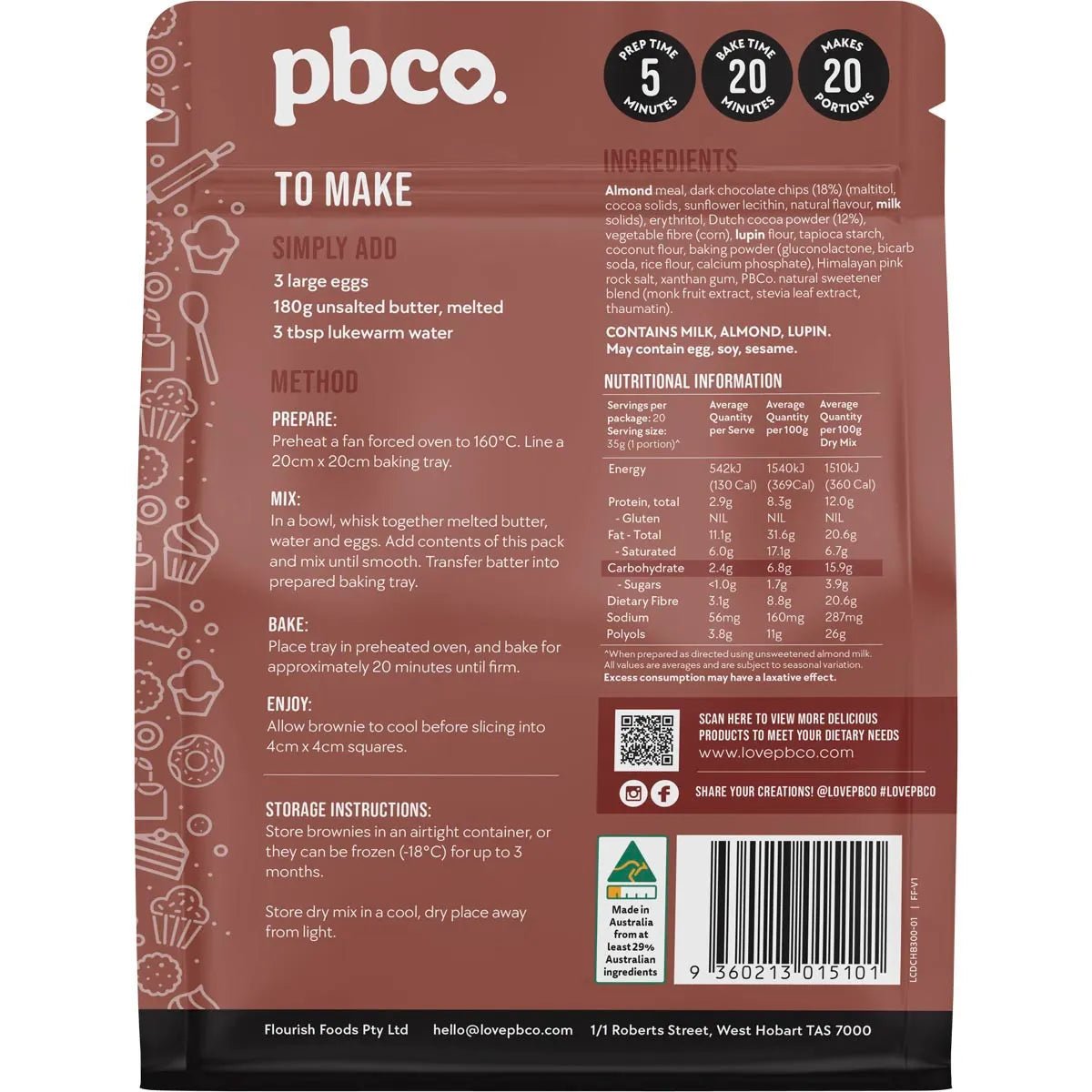 Low Carb Double Choc Brownie Mix - 300g - Yo Keto
