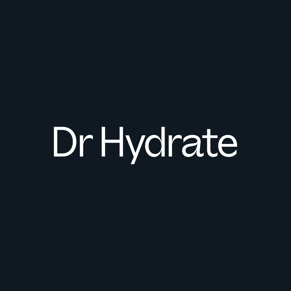 Dr Hydrate logo in white text on black background for Mango Passionfruit Jar - 30 Serves electrolyte product.