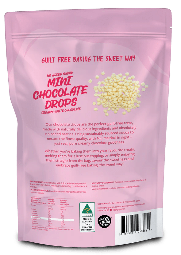 Mini Chocolate Drops - Creamy White Chocolate - 250g - Yo Keto