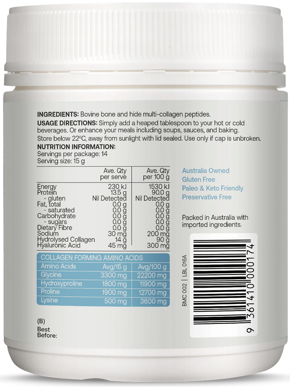 Multi - collagen Protein Peptides Powder - 210g - Yo Keto