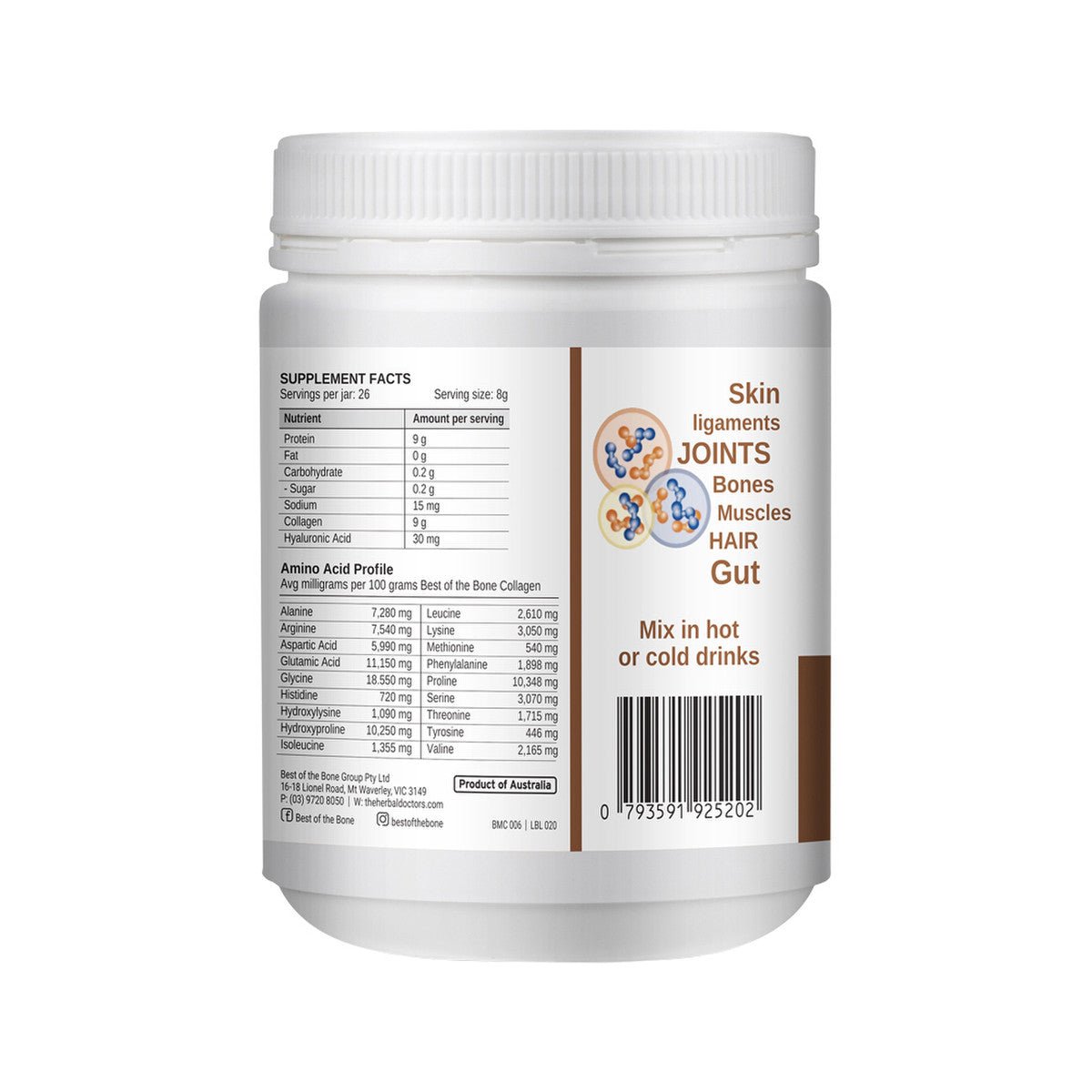 Multi - Collagen Protein Peptides - Raw Organic Cacao - 210g - Yo Keto