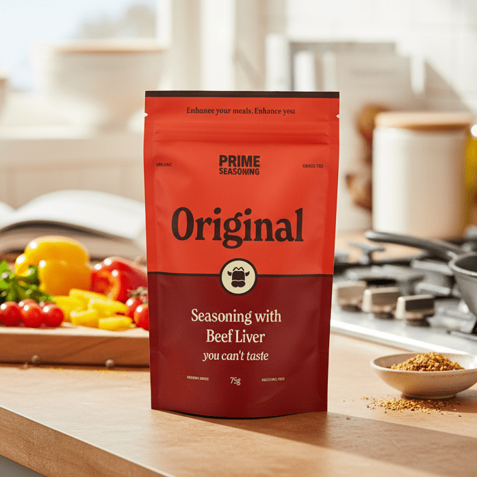 Organic Original Seasoning with Beef Liver in home kitchen