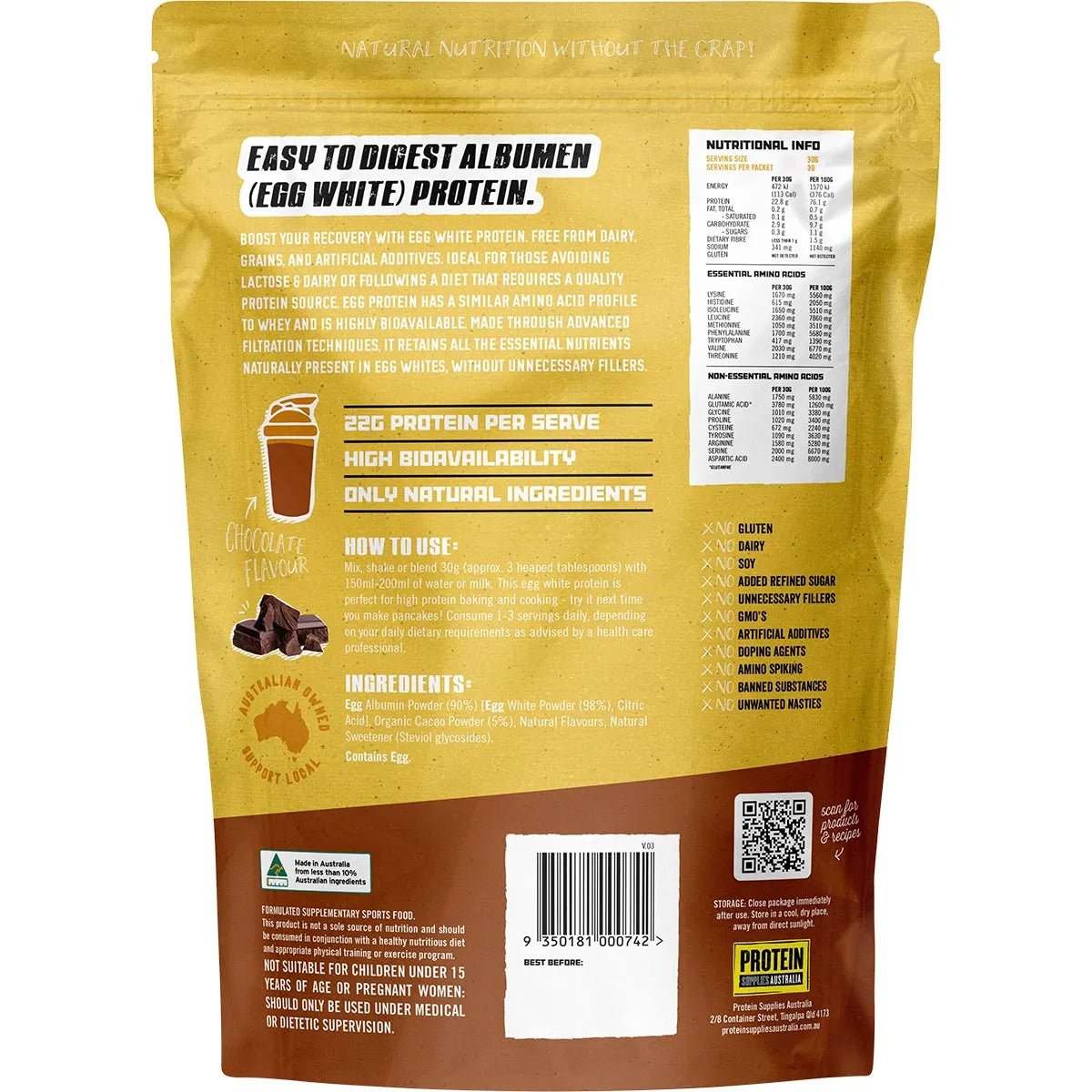 Paleo Pro Chocolate Egg White Protein - 900g - Yo Keto