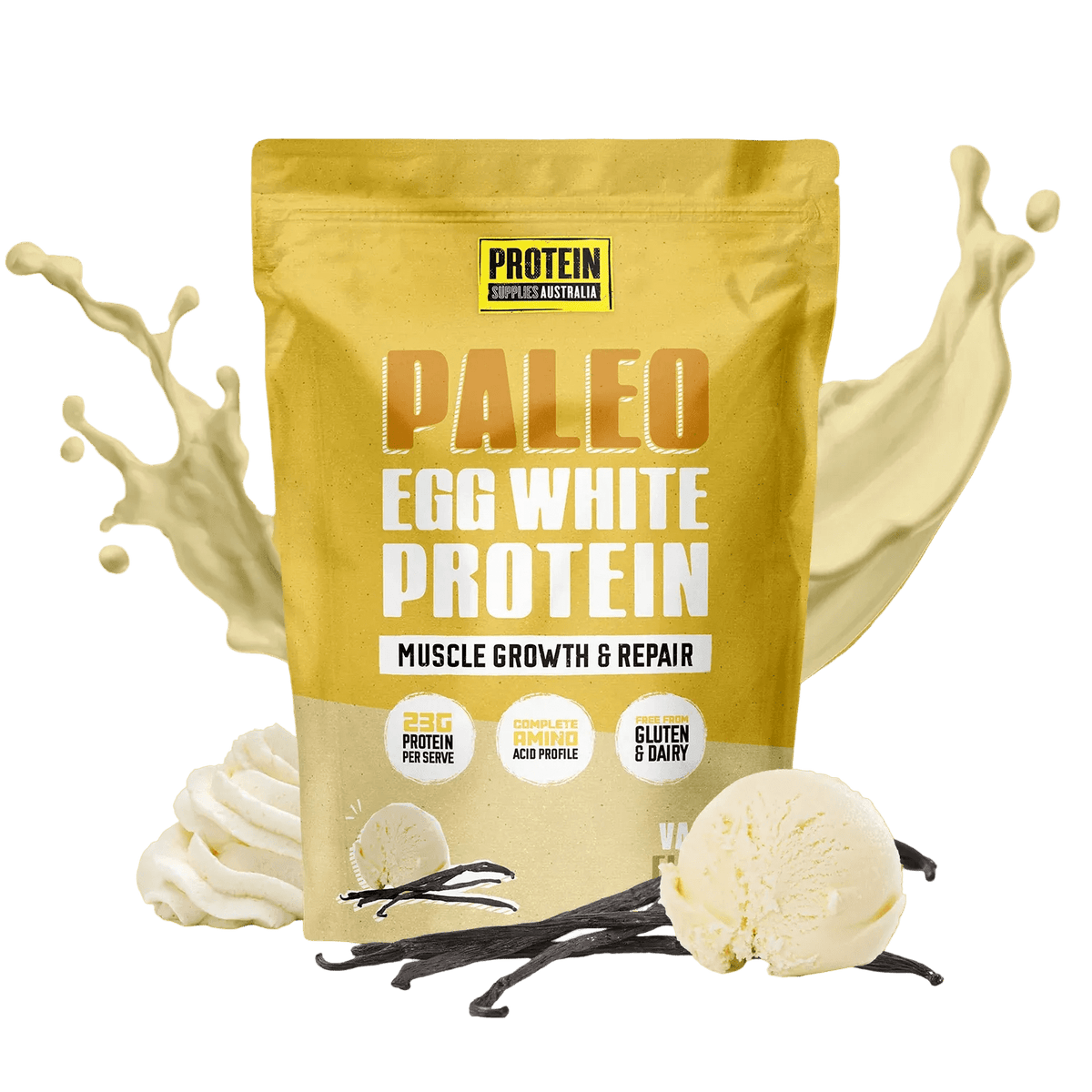 Paleo Pro Vanilla Egg White Protein - 900g by Protein Supplies Australia, gluten free, low carb, vegetarian, functional protein powder.