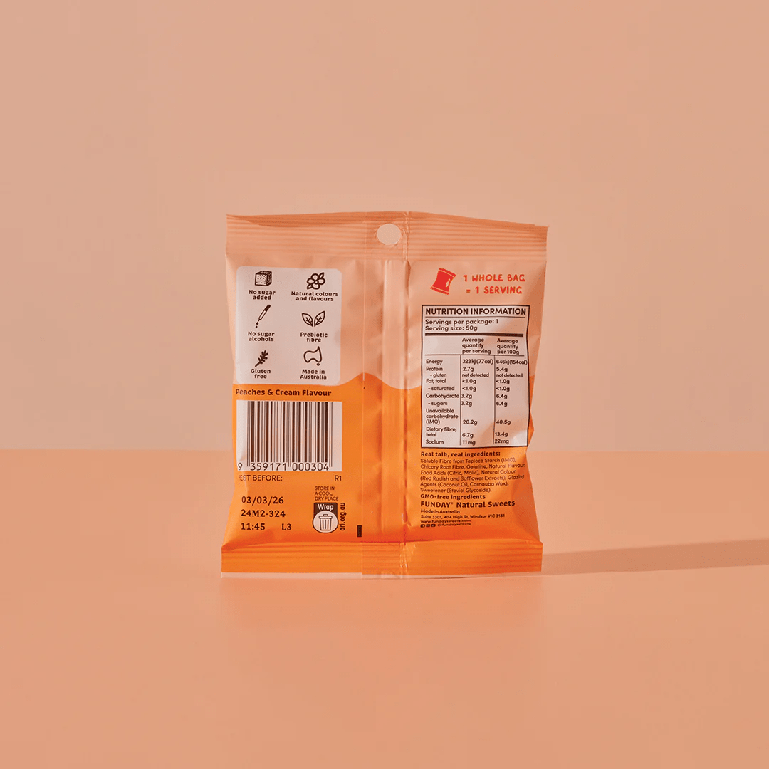 Peaches & Cream Gummies - 50g x 12 - Yo Keto