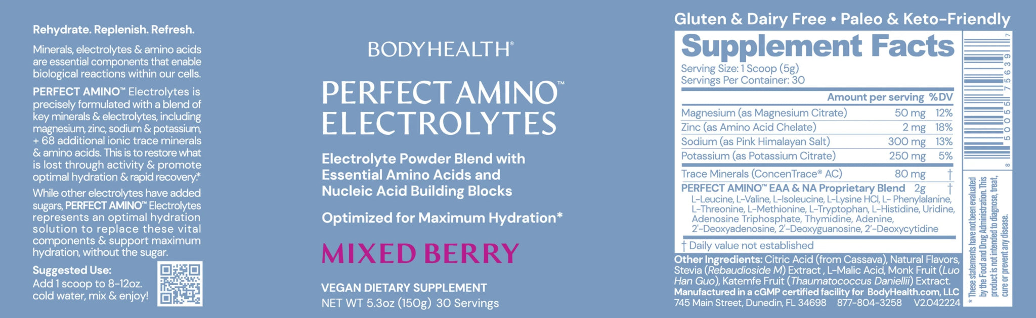 Perfect Amino Electrolytes - Mixed Berry - 30 Serves - Yo Keto