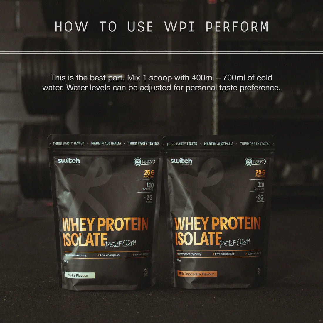 Get two bags of Switch Nutrition Perform Whey Protein Isolate - Vanilla 750g each to boost your daily nutrition.