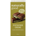 Naturally Good Filled Chocolate Block Bundle featuring pistachio creme-filled chocolate with low sugar and plant-based ingredients