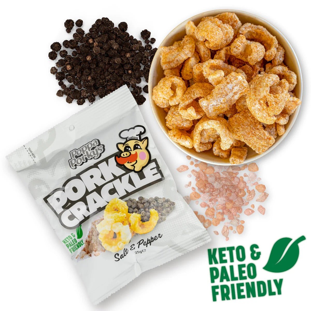 Pork Crackle - Salt & Pepper - 25g x 6
