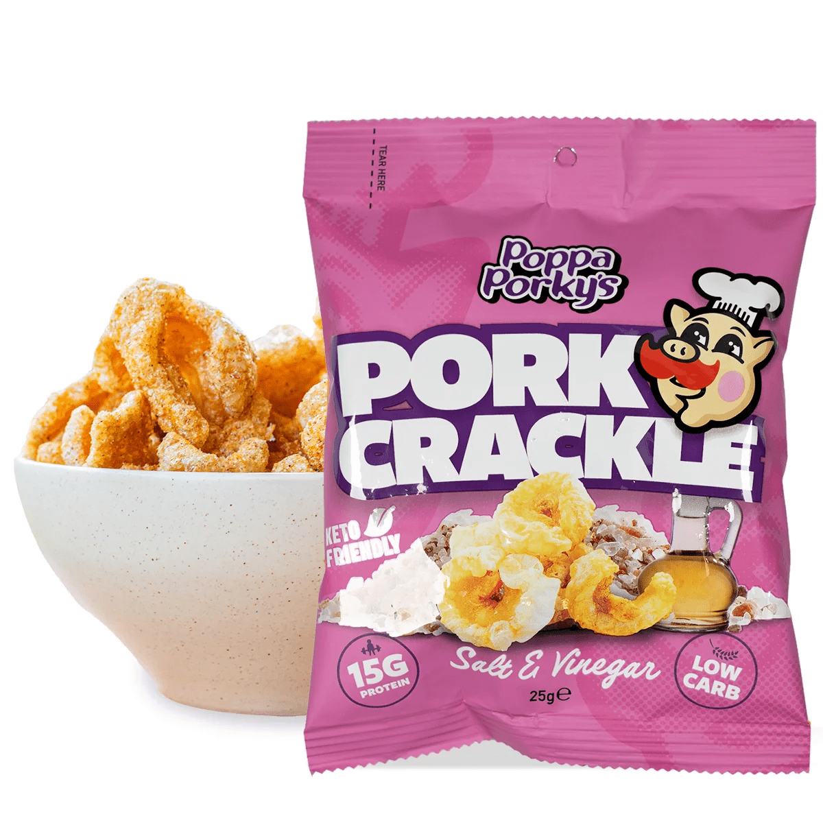 Pork Crackle - Salt & Vinegar - 25g x 6