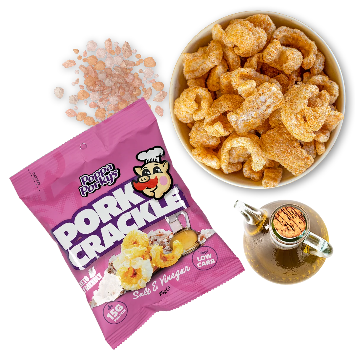 Pork Crackle - Salt & Vinegar - 25g x 6