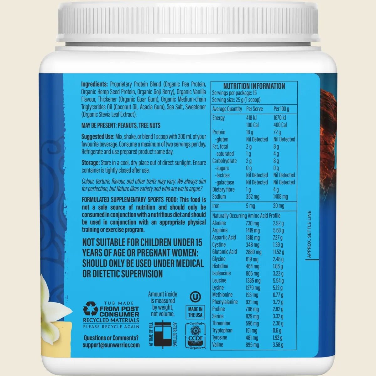 Protein Powder Warrior Blend Vanilla 375g