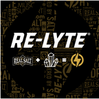 Re-Lyte Electrolyte Mix - Chocolate - Pouch - 45 Serves - Limited Edition logo with real salt and crystal graphics on black background.