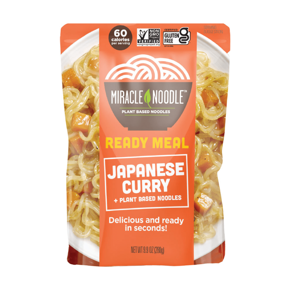 Miracle Noodle Japanese Curry konjac noodles ready meal, 280 g pouch front