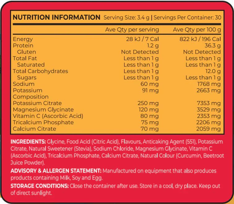 Nutrition facts and ingredients for ReVitalise Kids Electrolyte Drink - Tropical Twist - 30 Serves by REVITALISE.